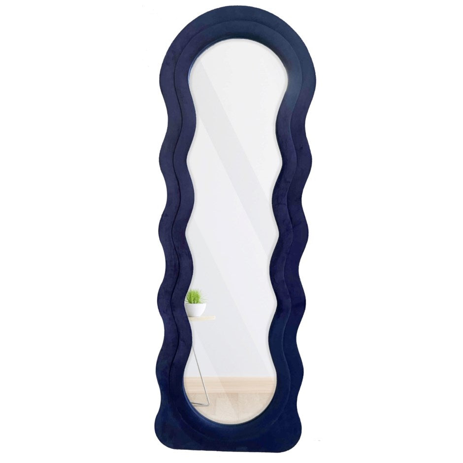 Standing Mirror With Velvet Frame Navy