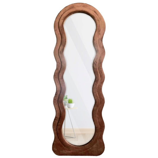 Standing Mirror With Velvet Frame Brown