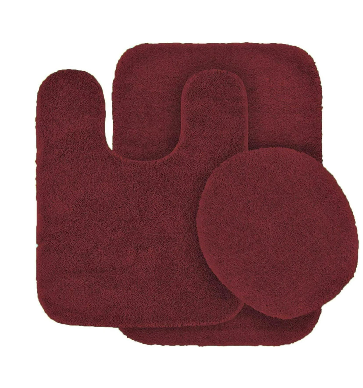 3 PC Bathroom Rug Set Burgundy